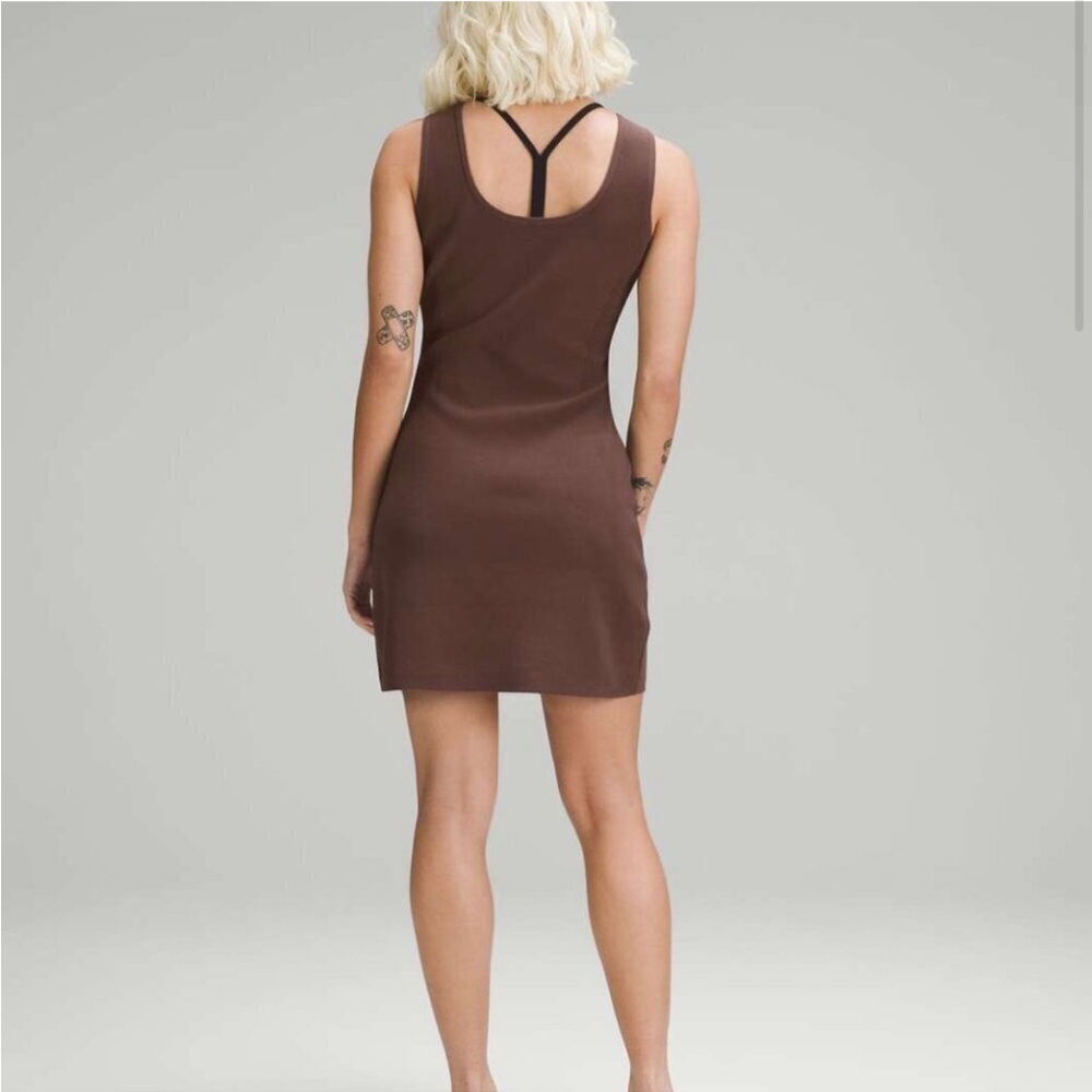 NWT Lululemon Tight Fit Knit Tank Dress Java Brown Casual Athleisure Sz L - Picture 2 of 13